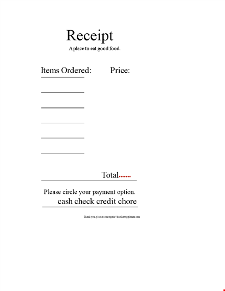restaurant order receipt template