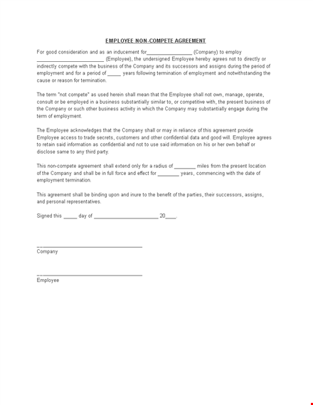 non compete agreement template | protect your business with a comprehensive employment contract template