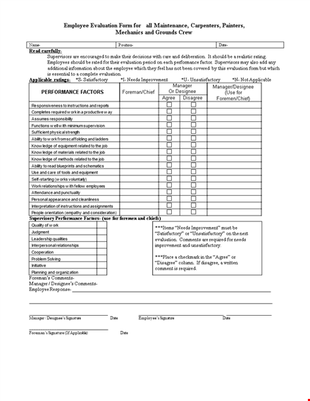 effective performance review examples for employee, manager, or designee evaluation template