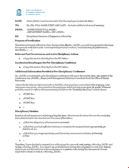 disciplinary decision of suspension letter template