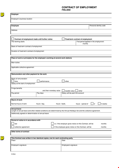 contract of employee agreement in pdf template