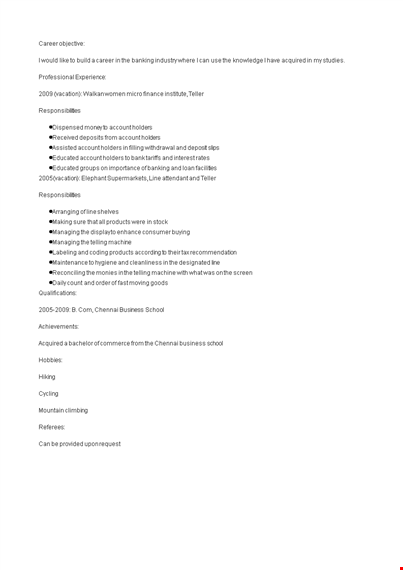 sample b.com fresher resume template