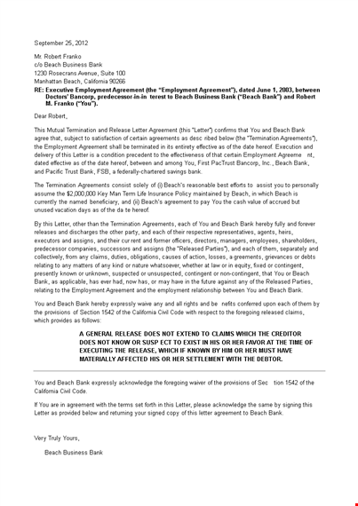 mutual agreement termination letter template