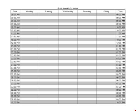 excel blank weekly schedule template template