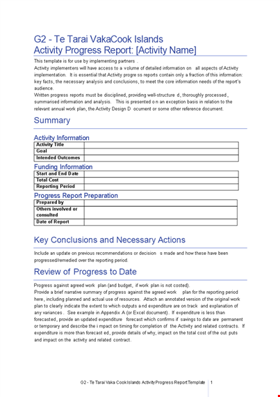 effective status report template for tracking progress, activities, and results - download now template