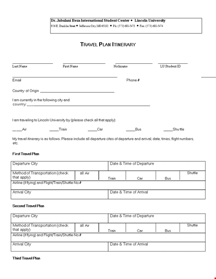 plan your itinerary with ease - departure & arrival by train or shuttle template