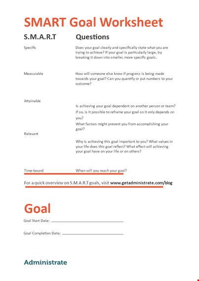smart goals template - achieving progress with specific goals template