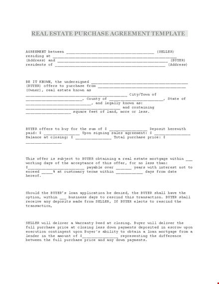 buy or sell property with ease - purchase agreement template template