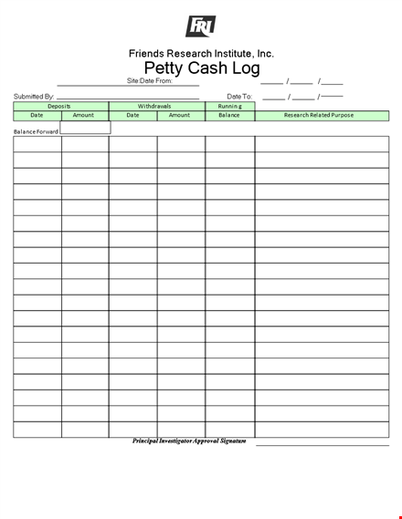 track your petty cash balance with our easy to use log template template