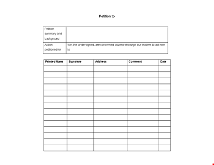 petition template | create a petition with action steps & background info template