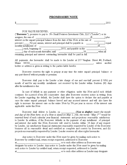free promissory note template for borrowers and lenders | notice included template