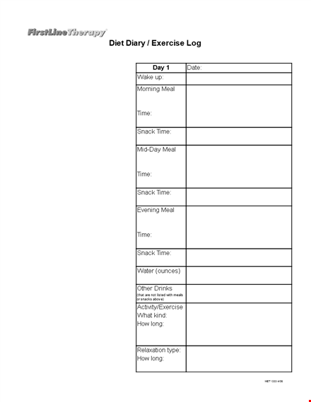 diet diary exercise log template