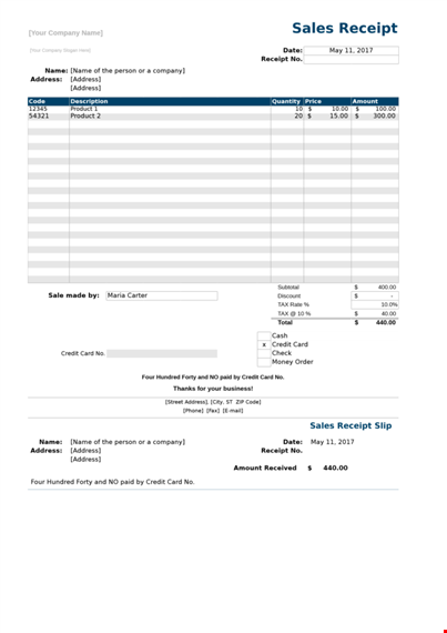 sales order receipt template