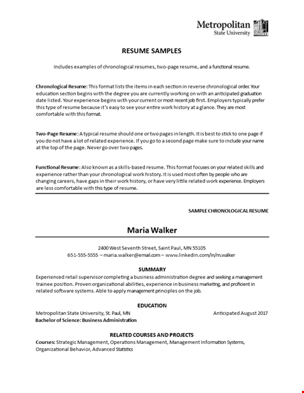 experienced retail management professional | saint walker | business resume template