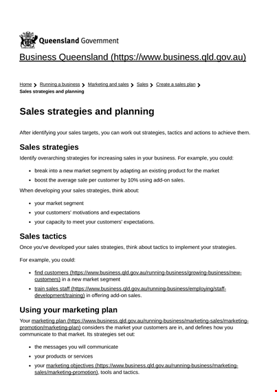 sales and marketing action plan: effective strategies for business growth template