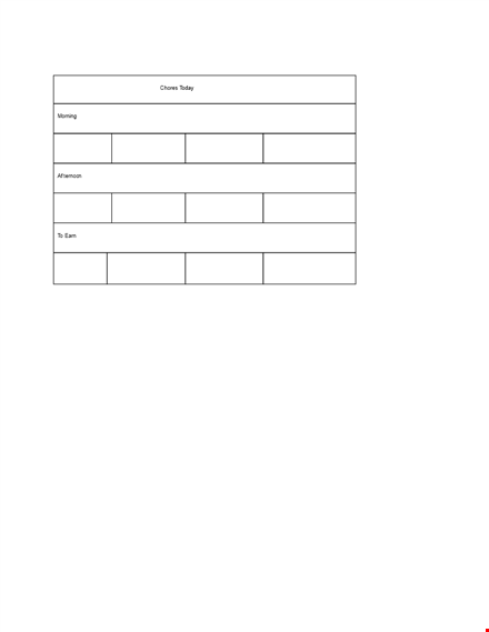 chore chart template - organize your day with morning and afternoon chores | today template