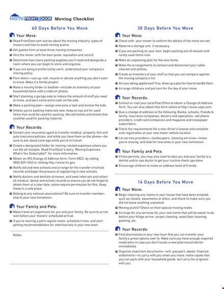 ultimate moving checklist for families template