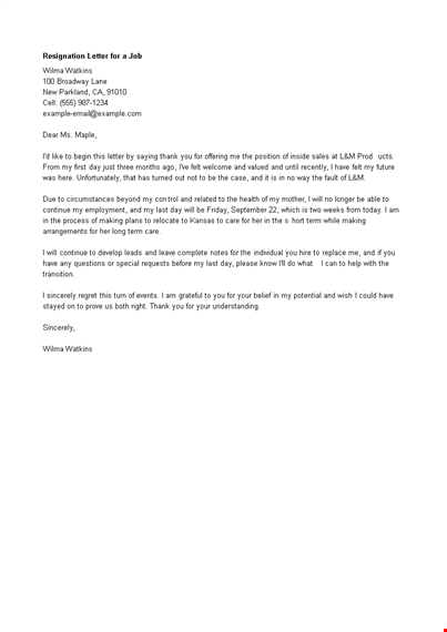 thank you letter after job resignation template