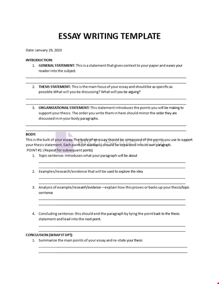 essay writing template template