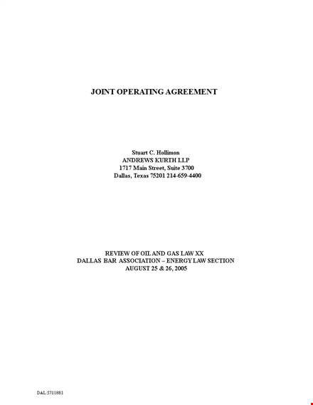 joint operating agreement template template