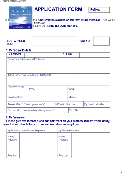 free job application form template template