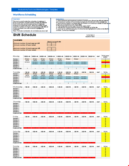 efficient work schedule template for employees and managers | streamline front office operations template