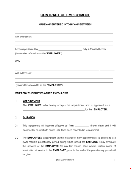 employment contract template for employee and employer: leave terms template