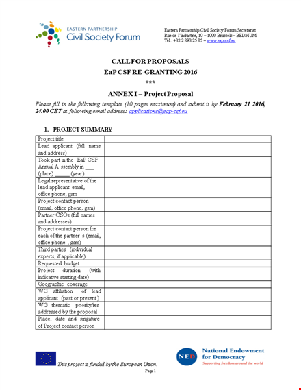 project proposal template template