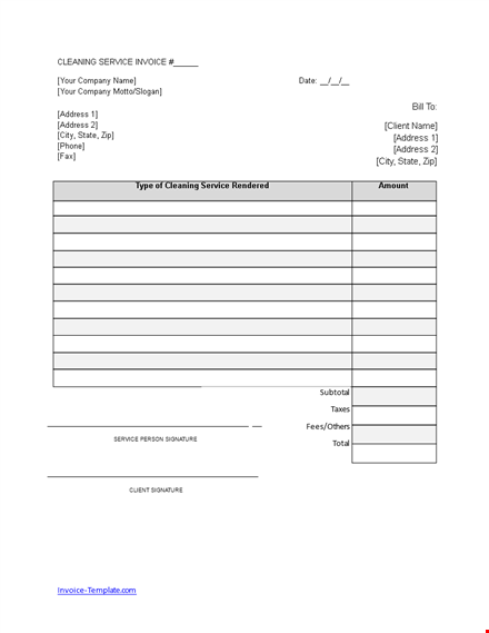 cleaning service invoice template word template