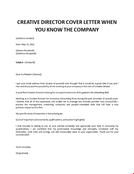 cover letter for creative director post