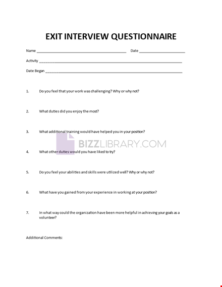 exit interview survey template