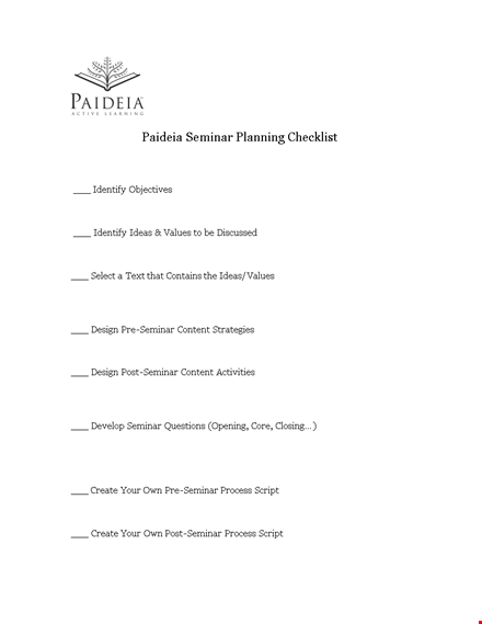 seminar planning checklist template template