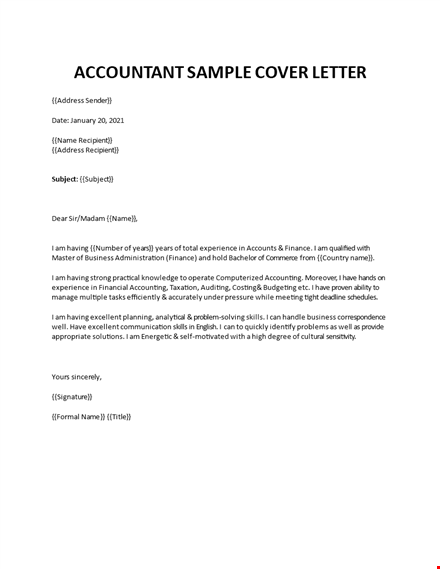 accountant sample cover letter template