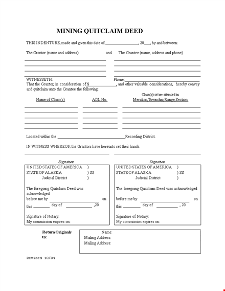 quit claim deed template - create your signature district template