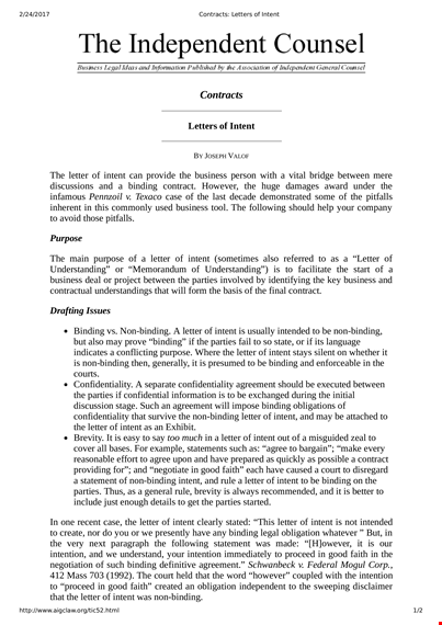 contract letter of intent template template