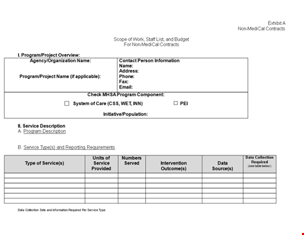 scope of work template - comprehensive contract & report | total service template