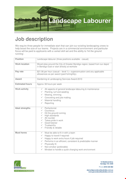 landscaping labourer job description template