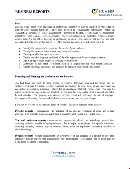 formal business report template