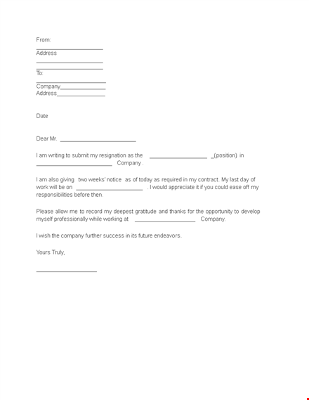 resign gracefully: write a professional two weeks notice template