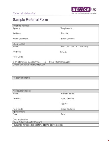 client referral form template for address details | increase referrals template
