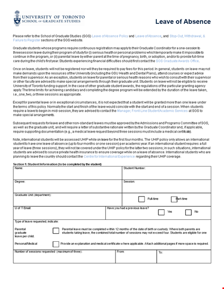 da form leave for students and graduates - absence request template