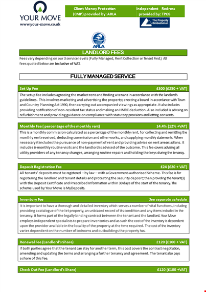 landlord fees template template