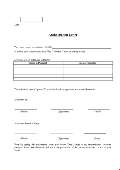authorized claim authorization letter template for person's passport template