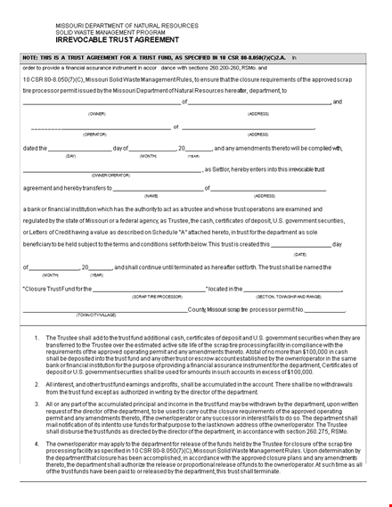 trust agreement: ensuring the security and growth of your assets with a reliable trustee template