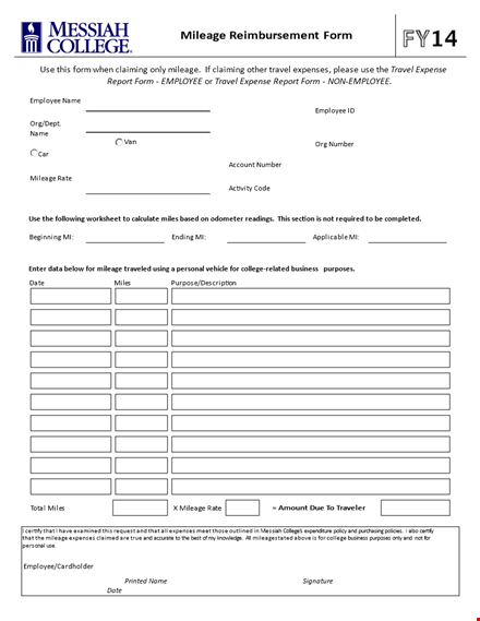 streamline employee reimbursement with an easy mileage reimbursement form template