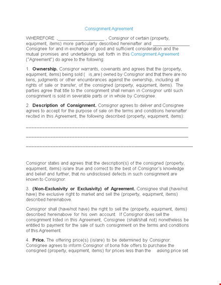 consignment agreement guide template template
