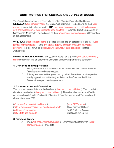 new business contract sample template