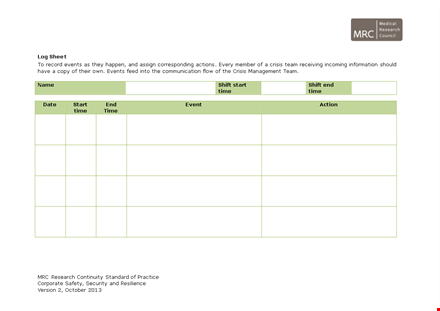 shift events log sheet - track and manage crisis effortlessly template