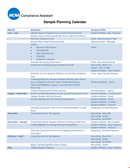 academic and athletic planning for student-athletes | free templates template