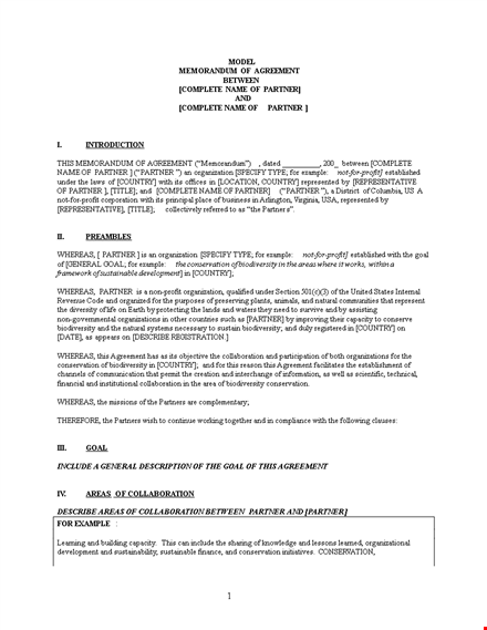 create strong partnerships with our partnership agreement template template